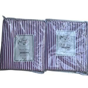 vintage croscill Red White Striped Claret Blouson Valance 88"x15" Set Of 2